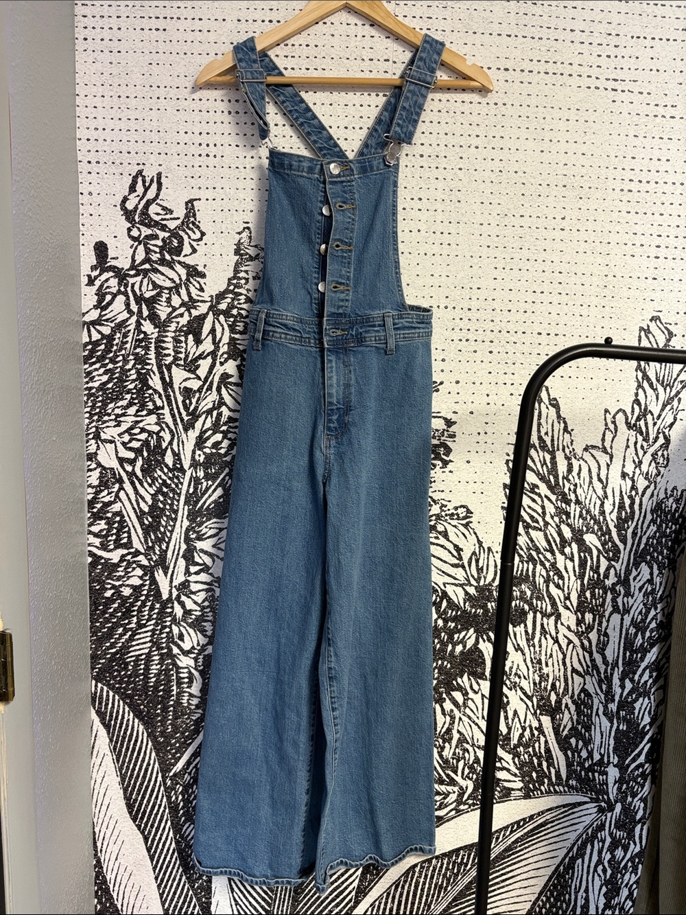 Universal Thread Blue Denim Wide-Leg Overalls